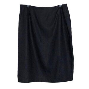 𝅺new - VALERIE STEVENS 100% Linen Black (Bluish-Black) Pencil Skirt - Size 16